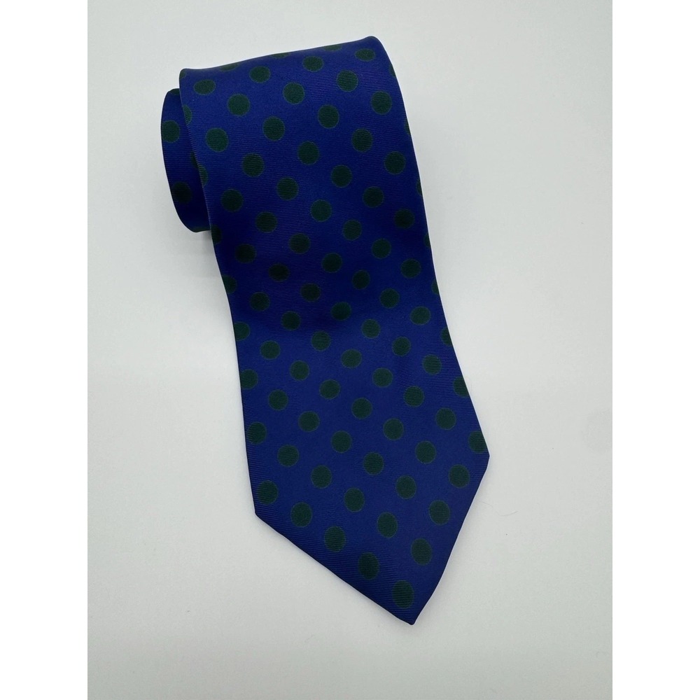 J.Crew Silk Tie Blue Green Polka Dot Necktie Classic Mens USA Made